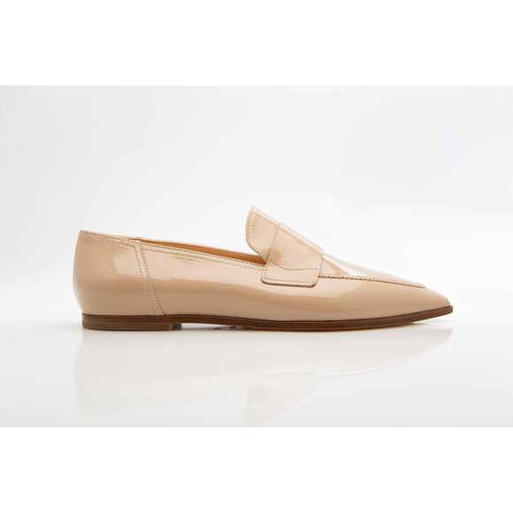 AGL Women's Beige Patent Leather Loafer Flat Pointed Slip-On Size 41 New Flawed - Picture 2 of 12